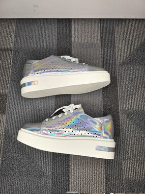 Paolo Kendra Iridescent Holographic Platform Sneakers with White Soles